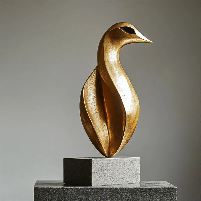 Afralia™ Golden Geometric Animal Sculpture Decor Figurine Ornament Abstract Resin Handicraft