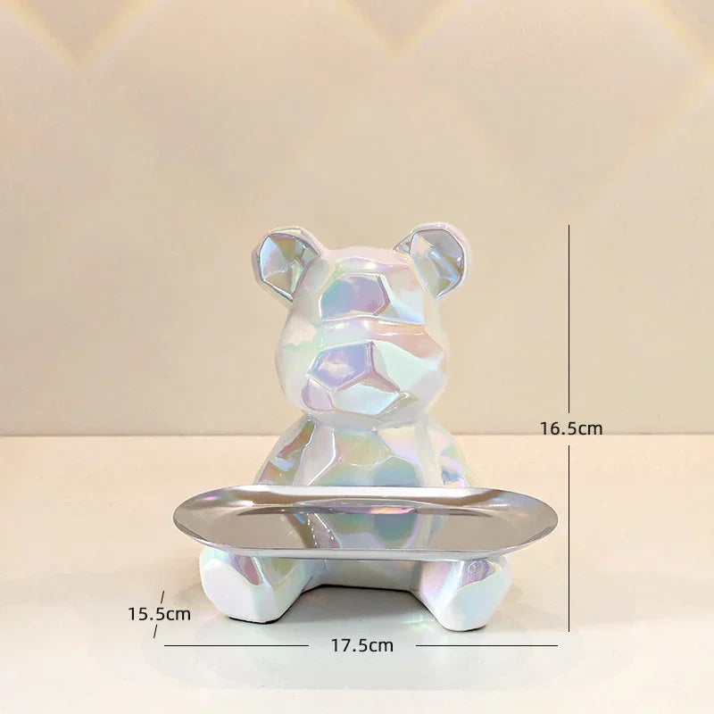 Geometric Bear Coin Bank by Afralia™: Ceramic Home Decor and Organizer