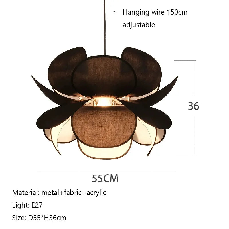 Afralia™ Wabi Sabi Fabric Petals LED Chandelier Pendant Lights, Home Decor Hanging Lamp
