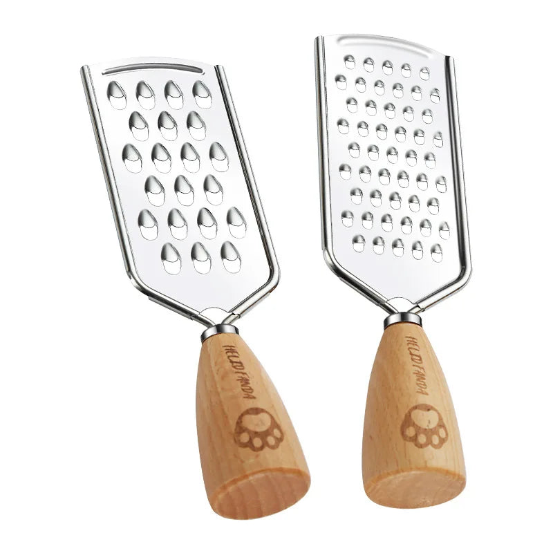 Afralia™ 3-in-1 Multifunctional Grater & Slicer for Kitchen - Wooden Handle