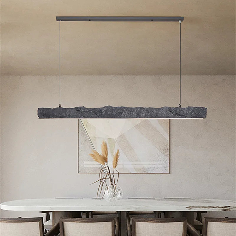 Afralia™ Wabi-Sabi Wind LED Strip Pendant Lights Chandelier for Dining Room & Bar