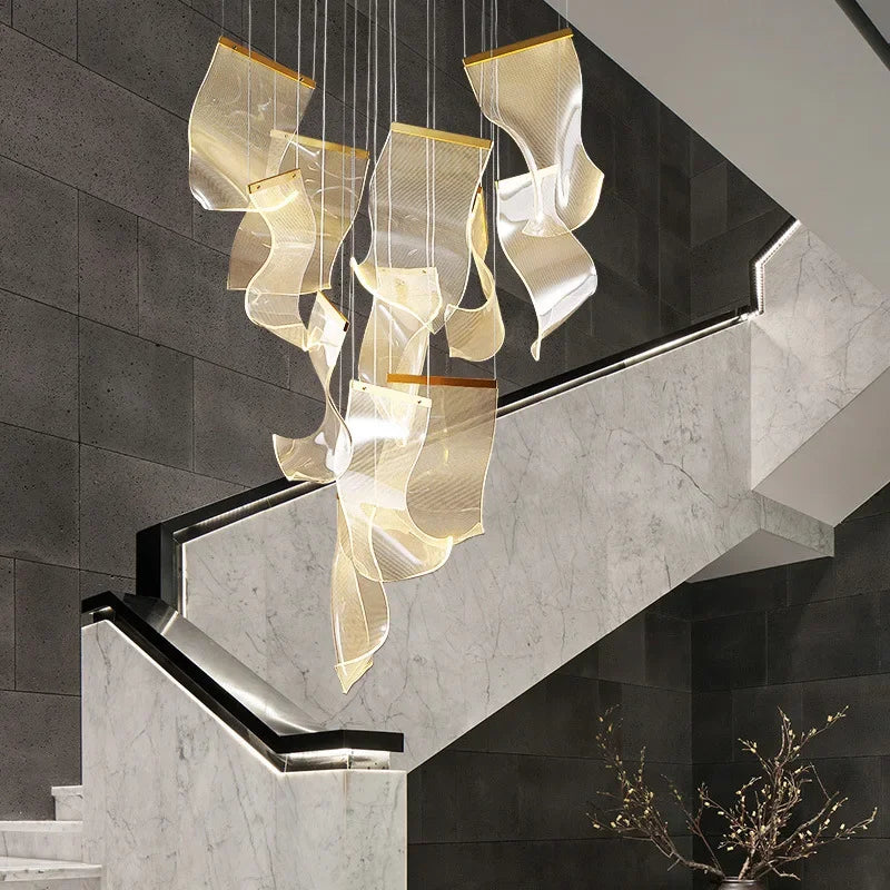 Afralia™ Modern Luxe Duplex Chandelier: Large Living Room Dining Hall Lighting