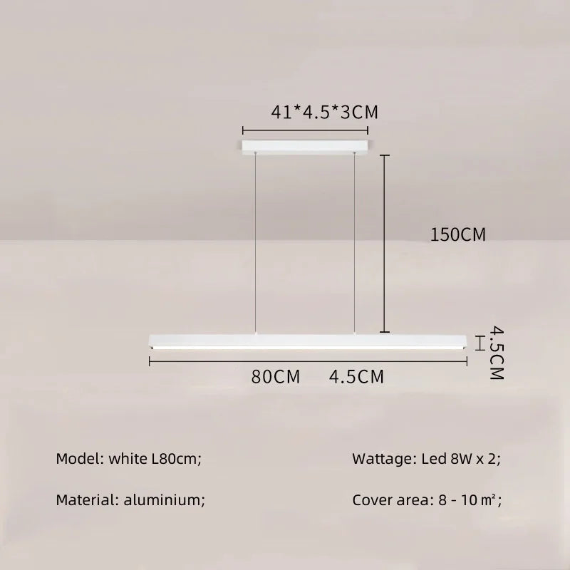 Afralia™ Modern Straight Pendant LED Light - Minimalist Painted Aluminium Chandelier