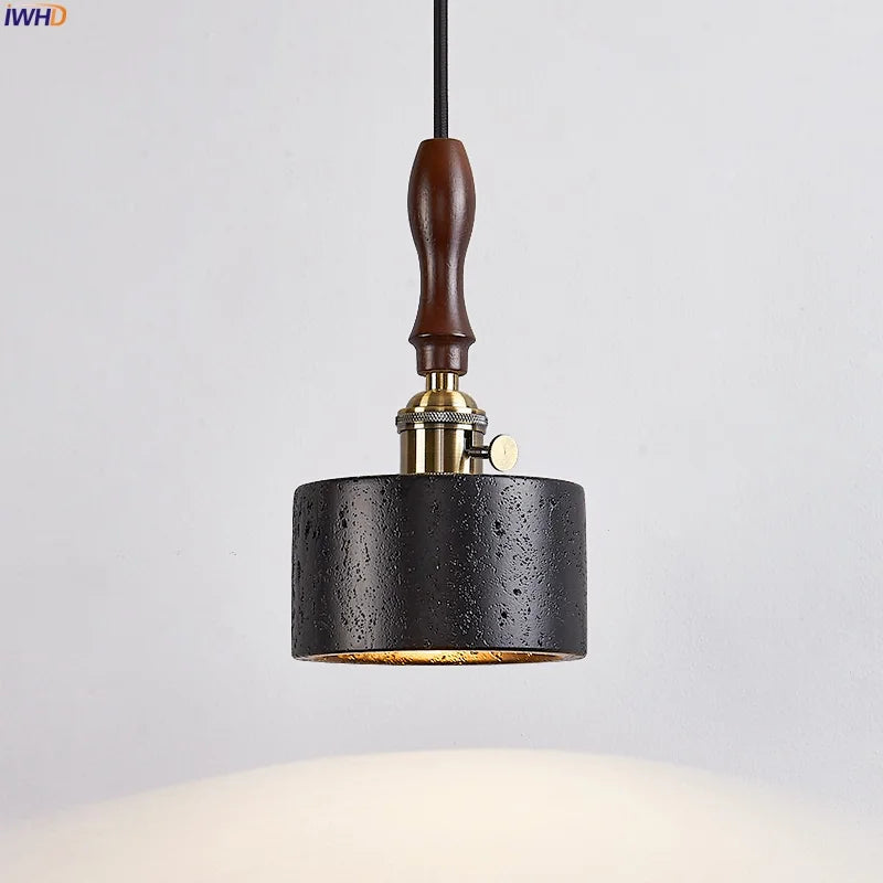 Afralia™ LED Pendant Lights Black Travertine Table Hanging Lamp for Bedroom Living Dining Room