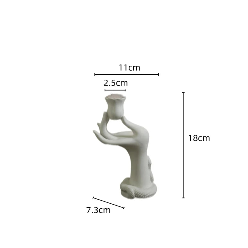 Afralia™ Ceramic Candle Holders Arm Lifting Flowers Hand Candlesticks White Decor