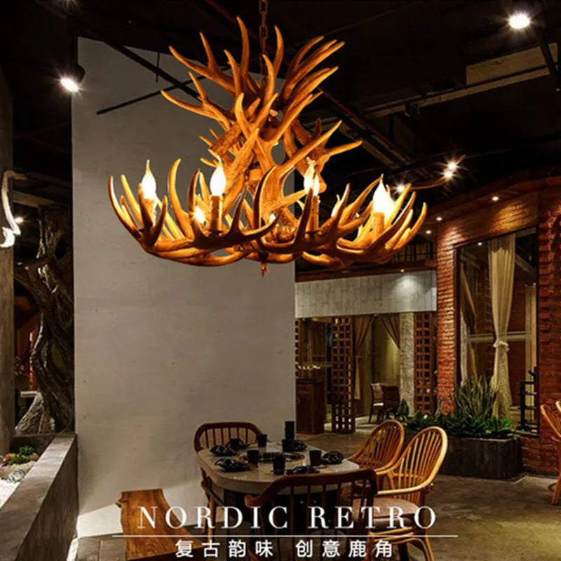 Afralia™ Antler Pendant Chandelier for Home Decor and Lighting, Industrial Style Deer Horn Fixture