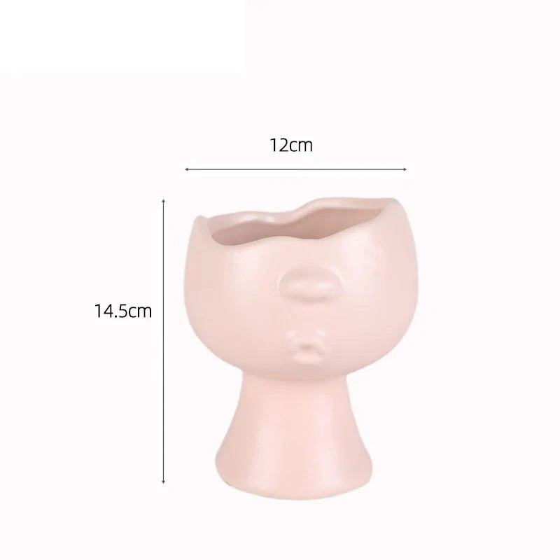 Afralia™ Abstract Face Ceramic Vase for Table Flowers Decoration