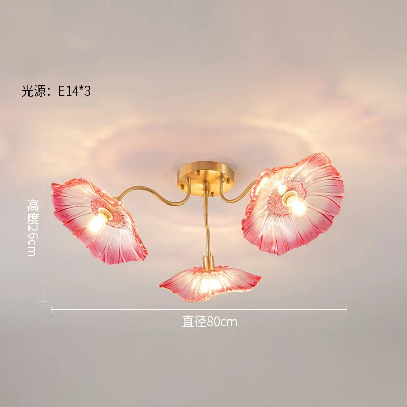 Afralia™ Lotus Leaf Glass Ceiling Chandelier with E14 Bulb