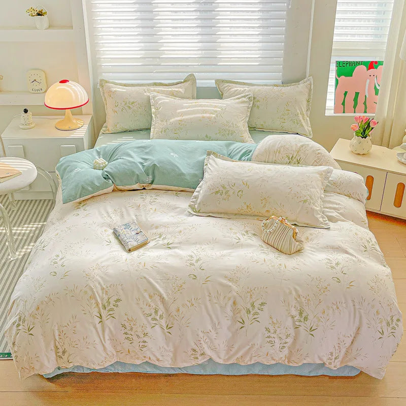 Afralia™ Cozy Cotton Bedding Set for Double Bed, Autumn Winter Duvet Cover Kit