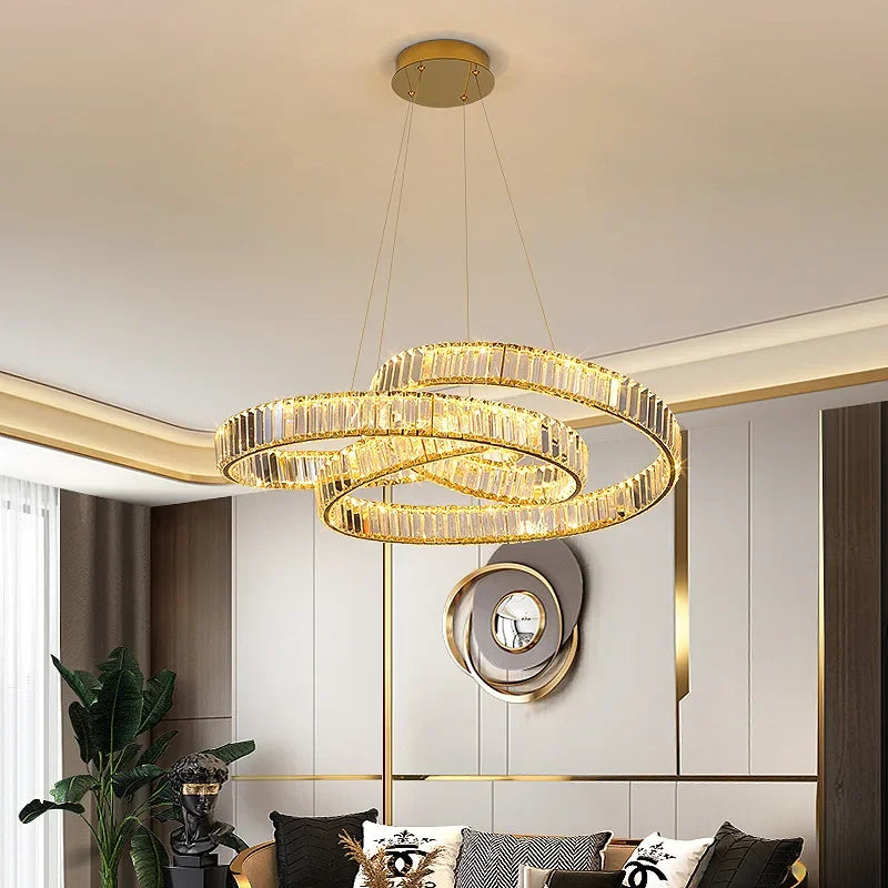 Afralia™ LED Crystal Pendant Chandeliers with Stainless Steel Suspension for Living Dining Kitchen Decor