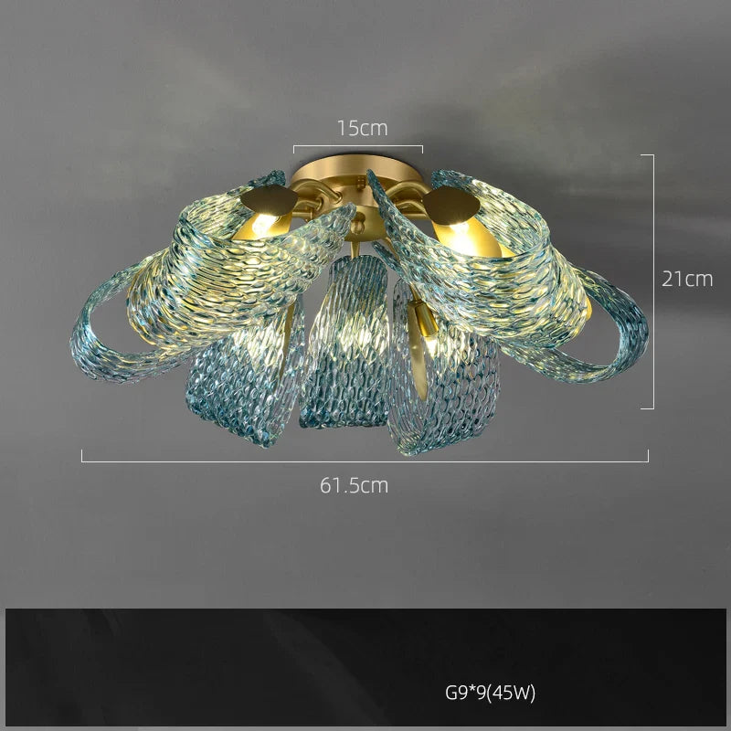 Afralia™ Blue Queen Crystal Glass Ceiling Chandelier for Bedroom
