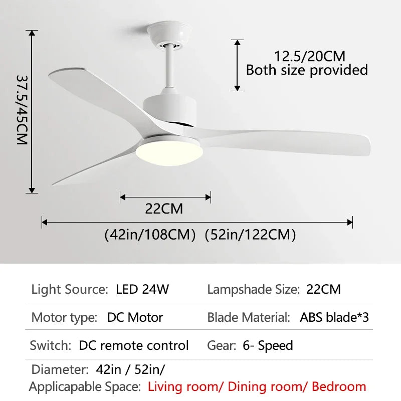 Afralia™ 52" DC Motor Ceiling Fan with LED Light & Remote Control