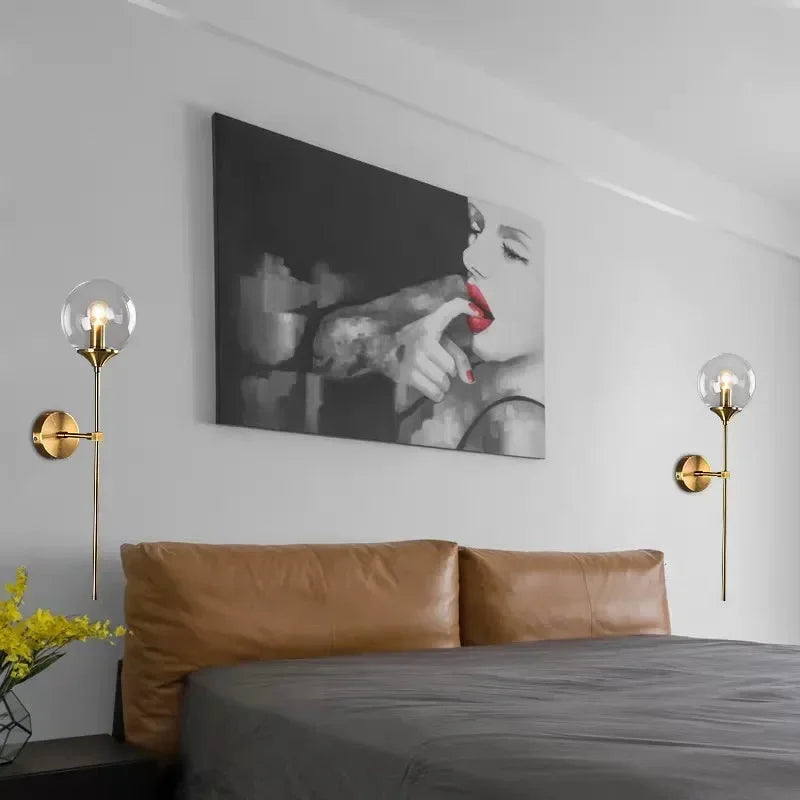 Afralia™ Glass Ball Sconce Light for Bedroom Living Room