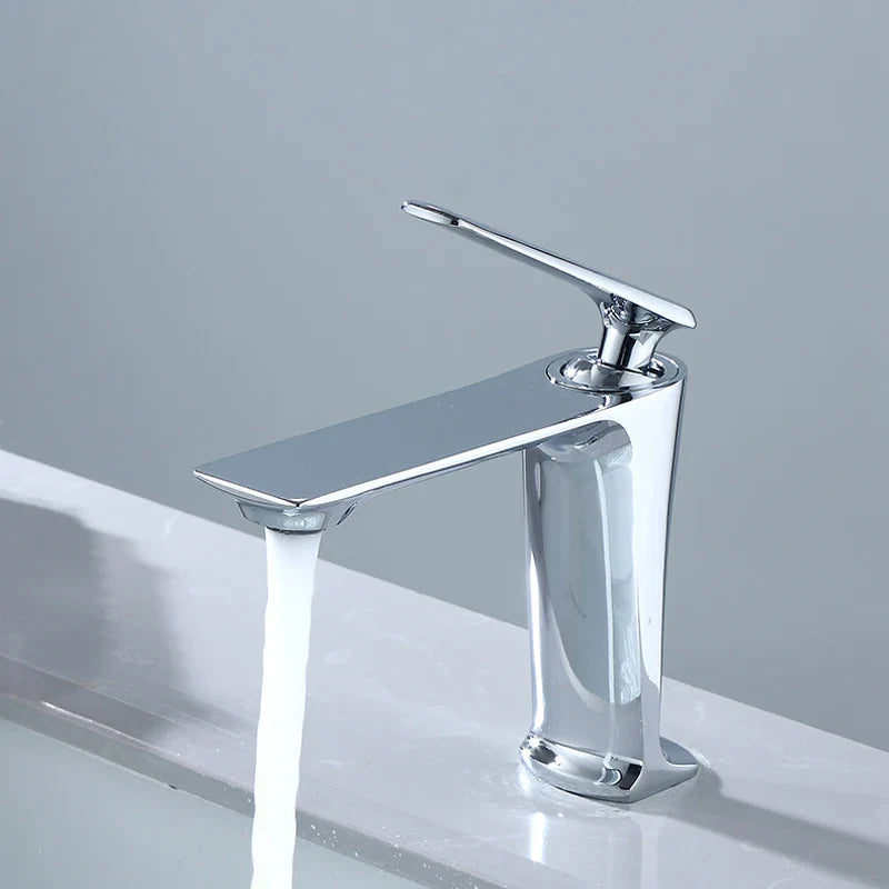 Afralia™ Gold Basin Mixer with Single Handel for Bathroom Vanity, Chrome Finish