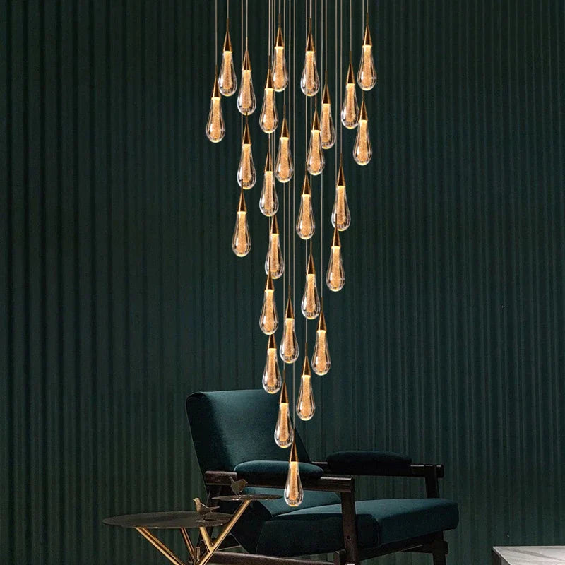 Afralia™ Gold Crystal Chandelier for Modern Living, Dining & Stair Lighting