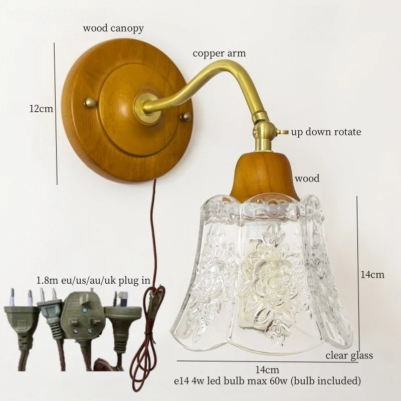 Afralia™ Glass LED Wall Lamp Vintage Style for Living Room Bedroom Loft Bathroom
