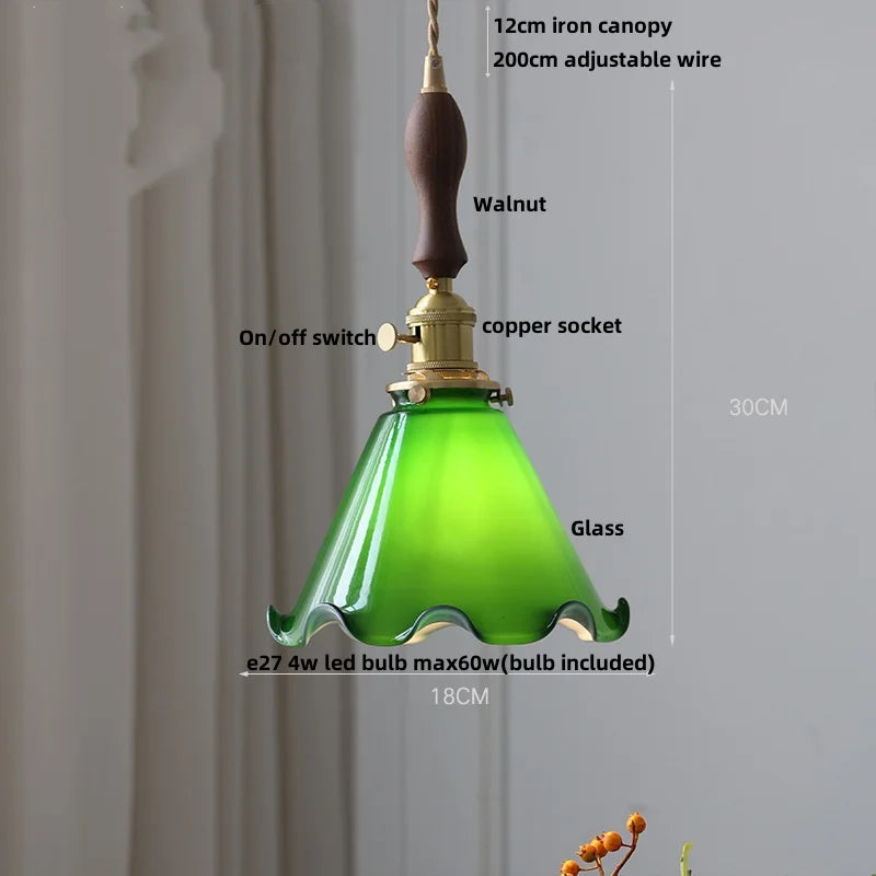 Afralia™ LED Pendant Lamp with Adjustable Brass Knob Switch & White Glass
