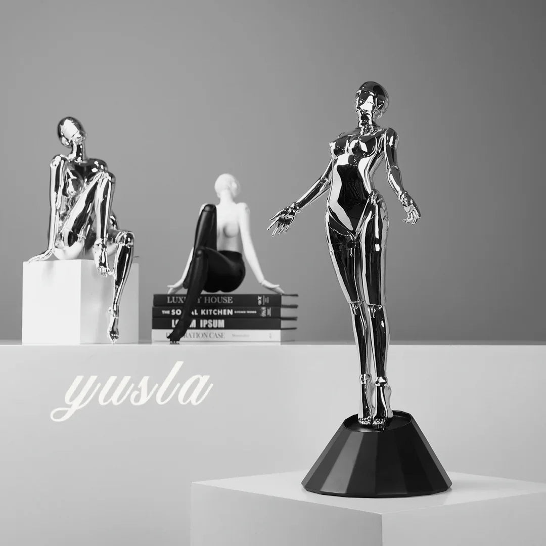 Afralia™ Sorayama Mechanical Goddess Figure Sculpture - Desktop Ornament