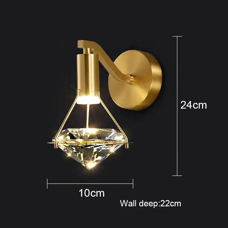 Afralia™ Diamond Crystal Wall Lamp Luxury Nordic Modern Living Room Lighting