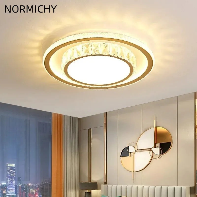 Afralia™ Crystal Luxury LED Ceiling Chandelier for Living Dining Bedroom & Salon