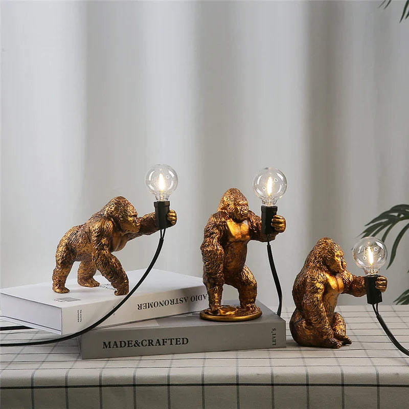 Afralia™ King Kong Resin Night Light: Customizable LED Table Lamp for Modern Living Spaces