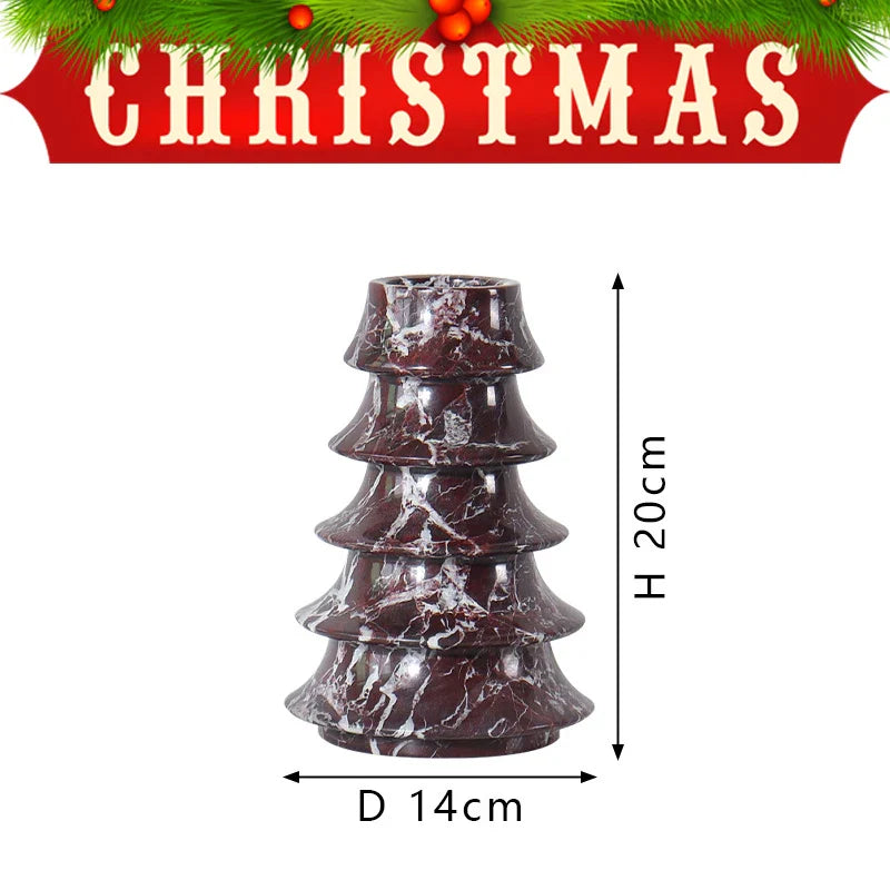 Afralia™ Christmas Tree Marble Vase for Living Room Entryway Mantel Decor