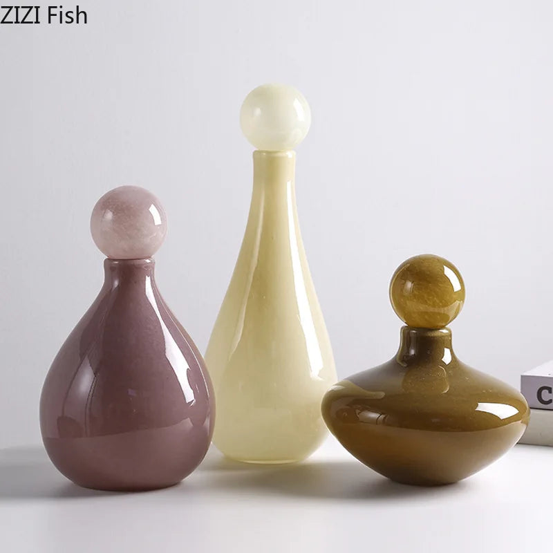 Afralia™ Glass Vase Flower Arrangement Creative Artificial Flowers Colored Room Decor