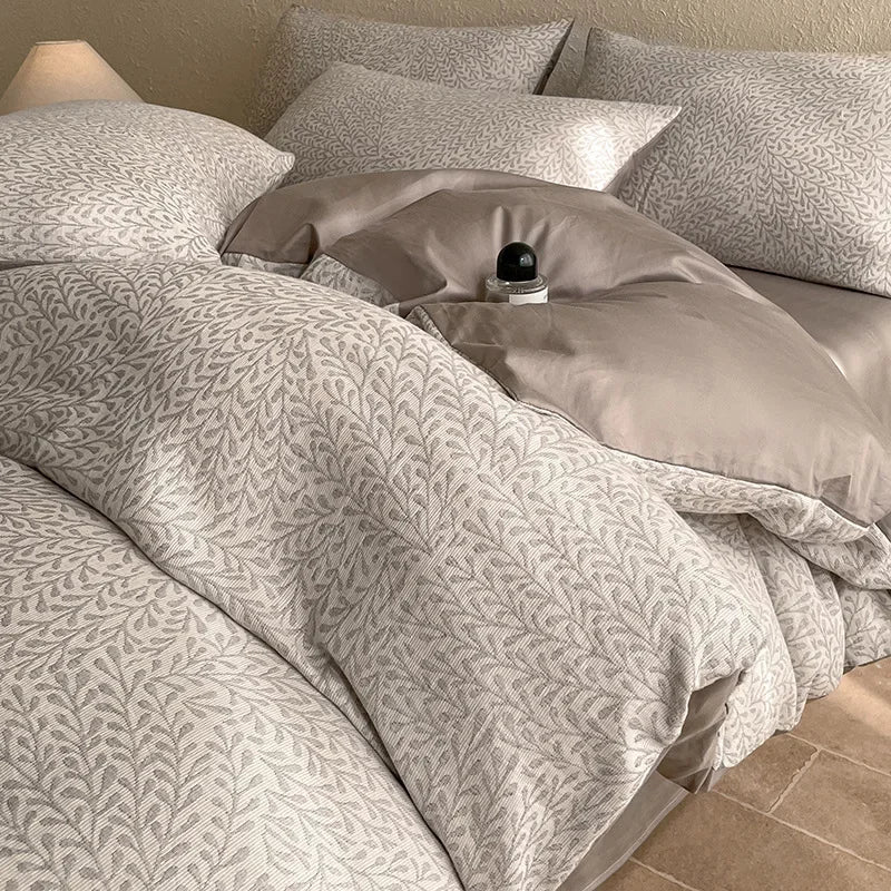 Afralia™ Luxury Jacquard 3-Layer Cotton Bedding Set - Soft & Skin-Friendly