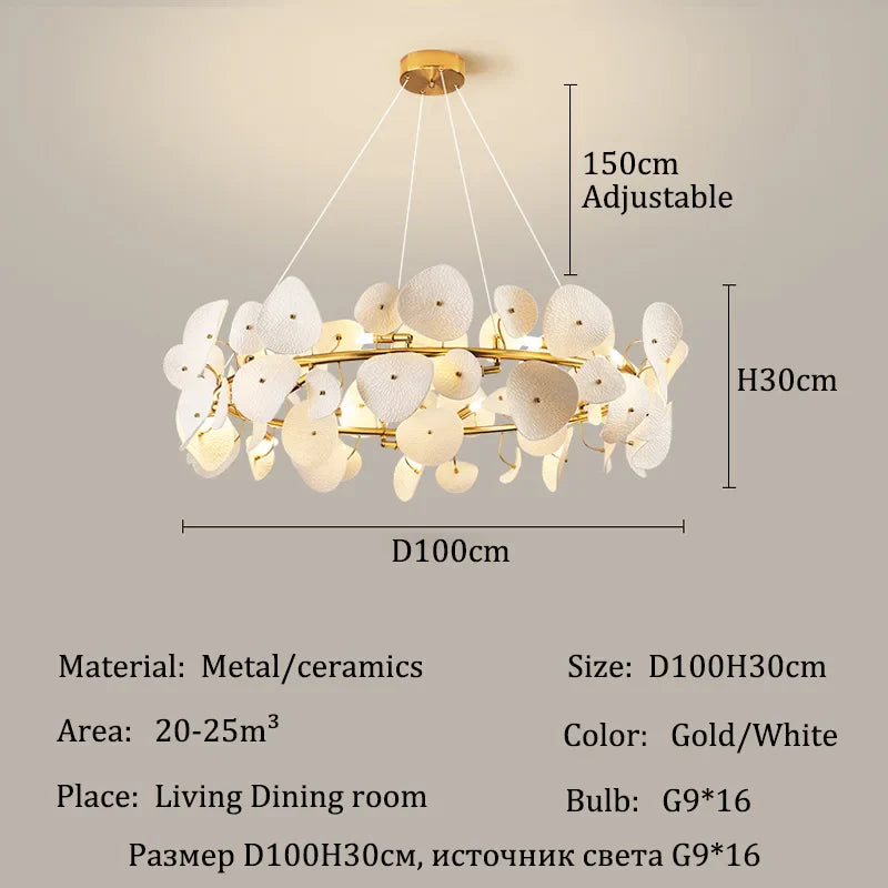 Afralia™ Luxury Ceramics Pendant Ceiling Chandelier LED Dining Table Light
