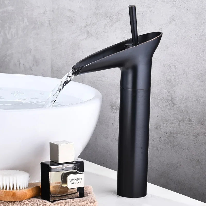 Afralia™ Waterfall Basin Faucet Mixer Hot Cold Tap Single Lever Luxury Design