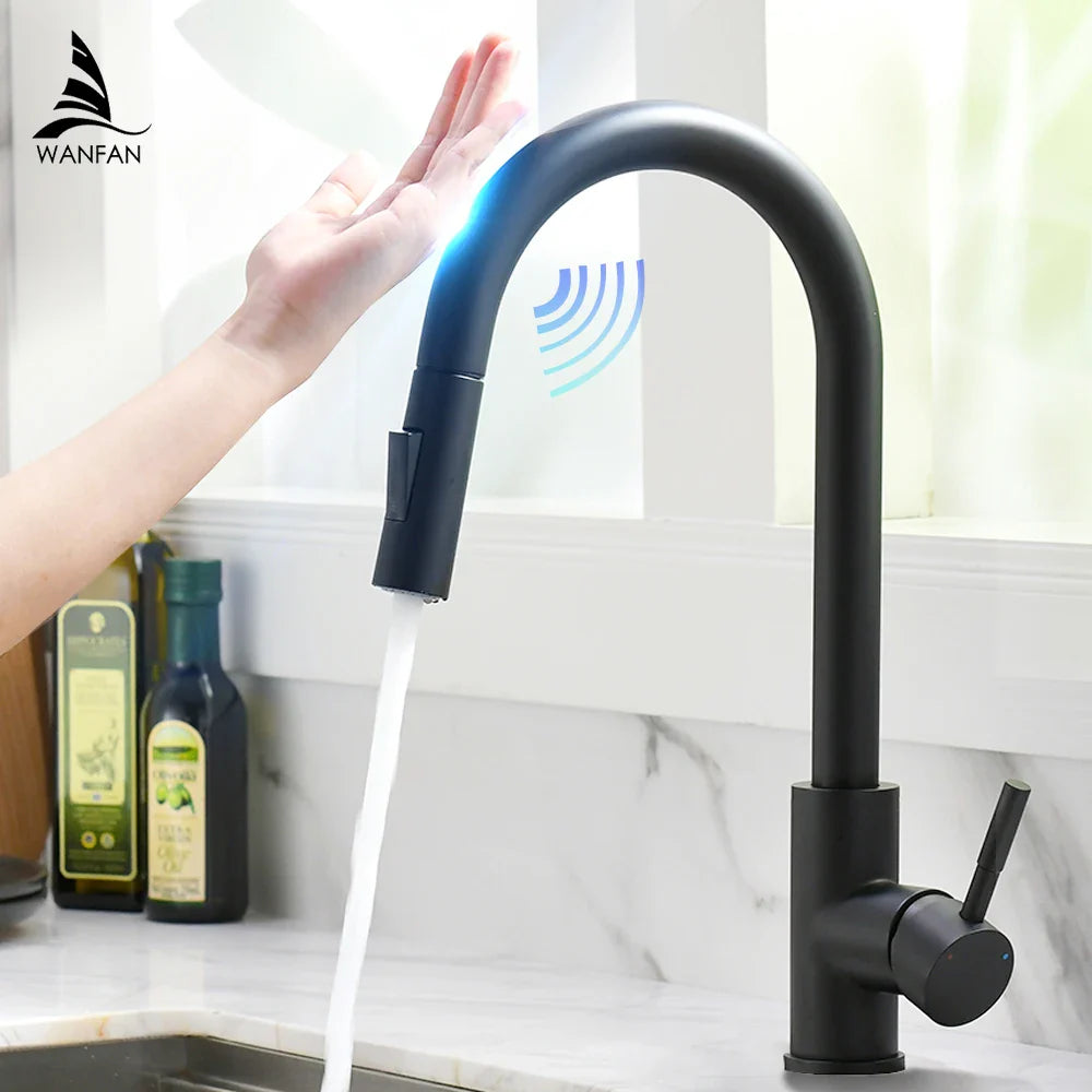 Afralia™ Brush Nickel Sensor Kitchen Faucet | Stainless Steel Smart Induction Tap with Touch Control