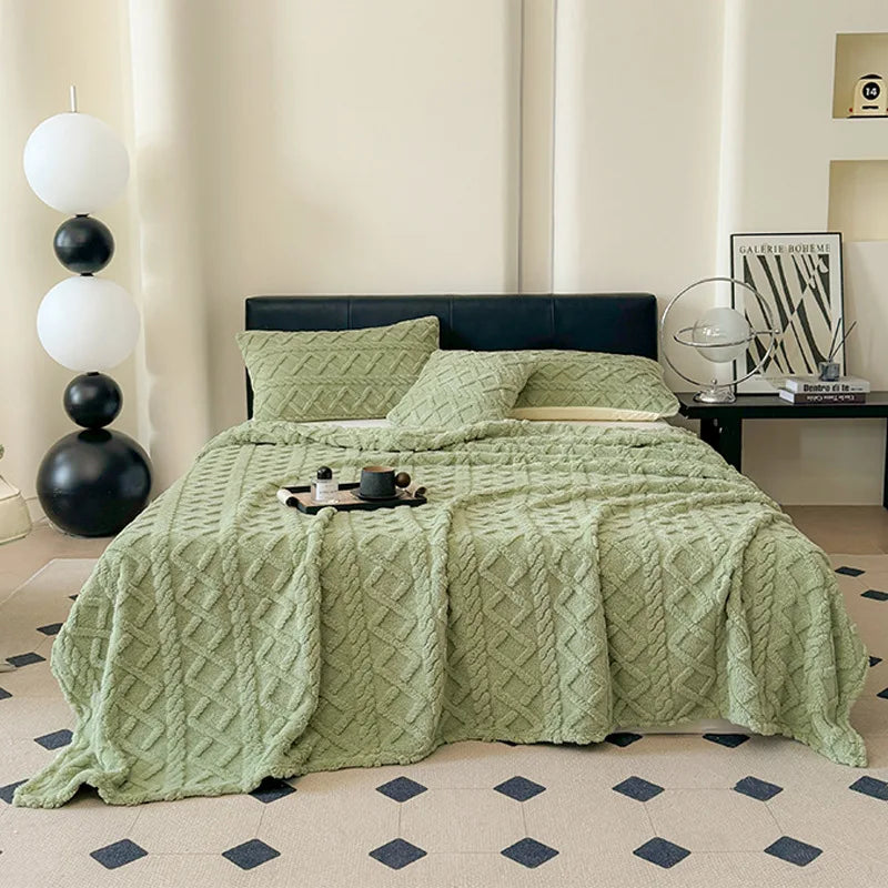 Afralia™ Taffeta Velvet Jacquard Plush Blanket: Soft, Fluffy, Colorfast Sofa Cover for Winter