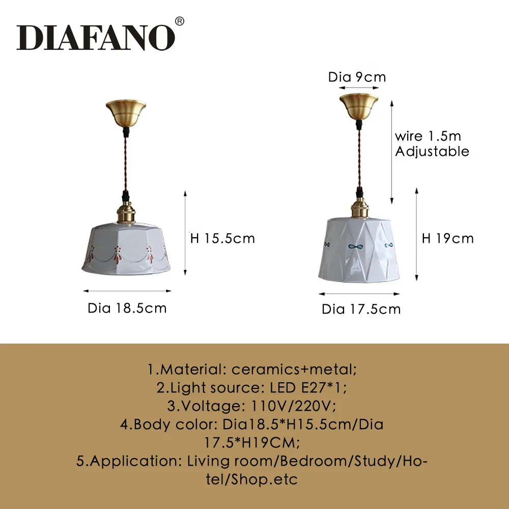 Afralia™ Ceramic Pendant Lights: Modern Nordic Dinning Room Hanging Lamp for Home Decor