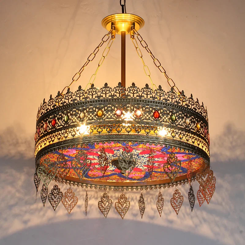 Afralia™ Bohemian Exotic Stained Glass Pendant Lights LED E27 for Home Decor & Dining
