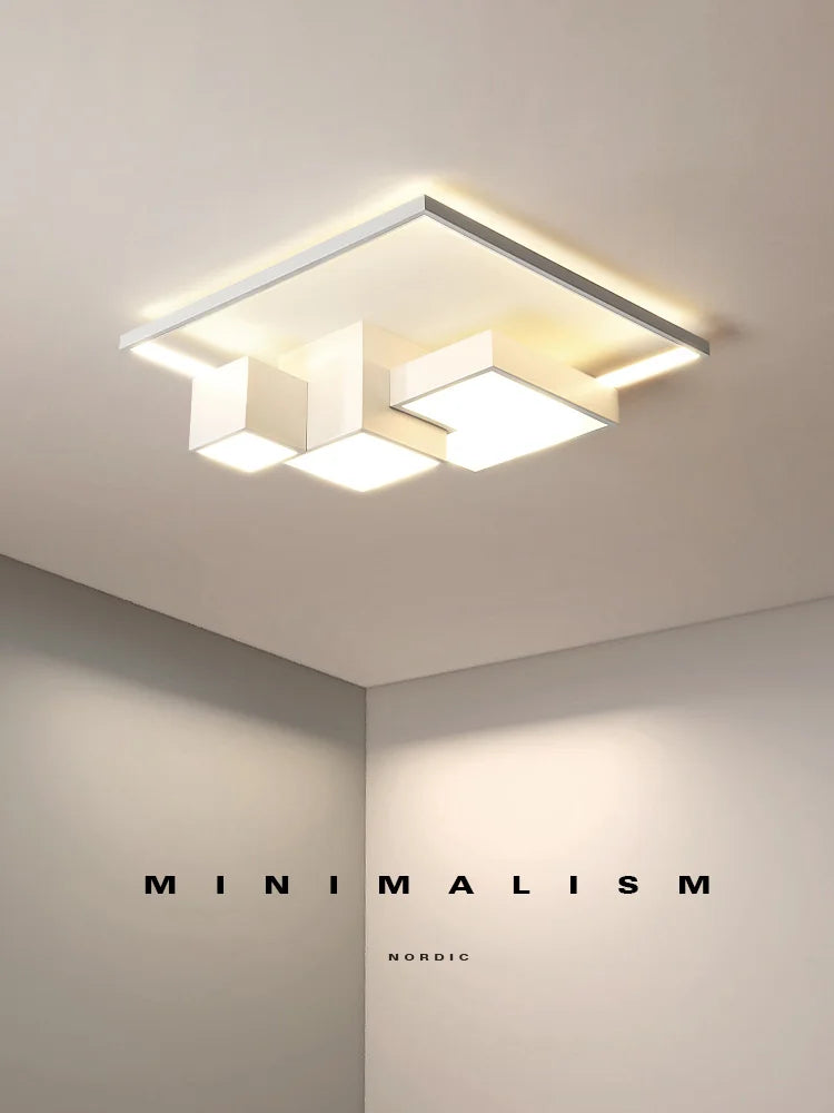 Afralia™ Nordic Square Ceiling Lamp Modern Minimalist Bedroom Lighting