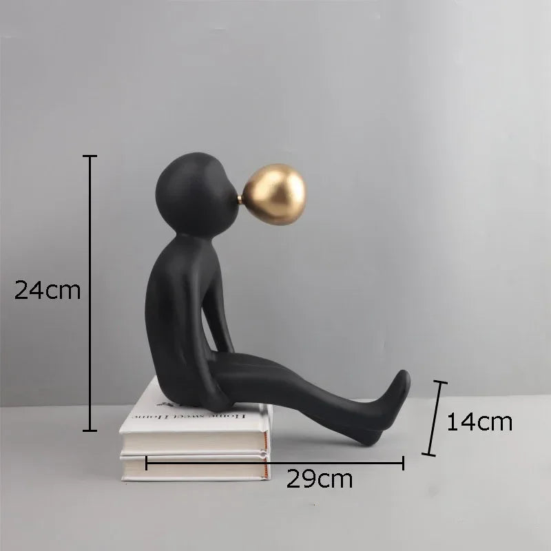 Afralia™ Minimalism Black Figures Resin Statue Crafts Desk Decor Ornaments Sculpture Aesthetics