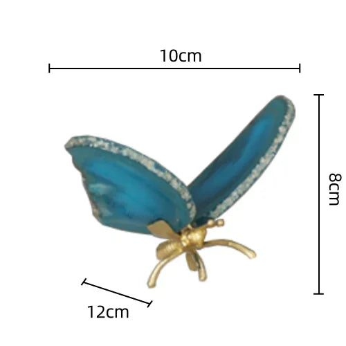 Afralia™ Golden Crystal Agate Butterfly Sculpture Decorative Figurines