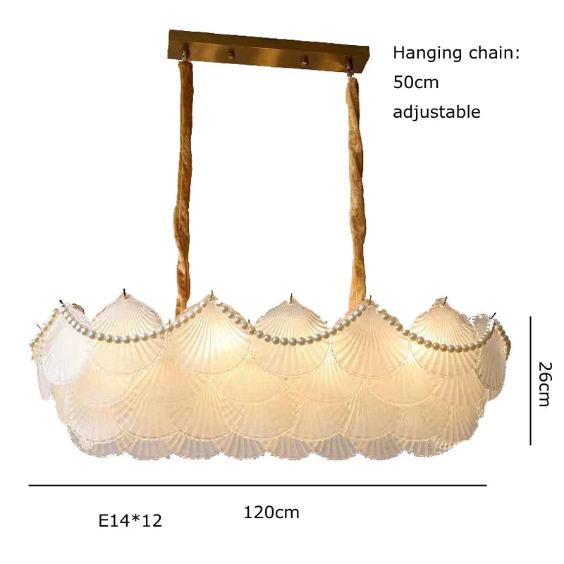Afralia™ Shell Glass Gold Lustre LED Chandelier - Luxury Hanging Lamp