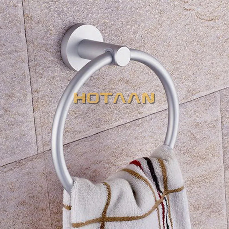 Afralia™ Round Aluminium Towel Holder Rings Wall Mounted Bathroom Accessories Anti-Rust