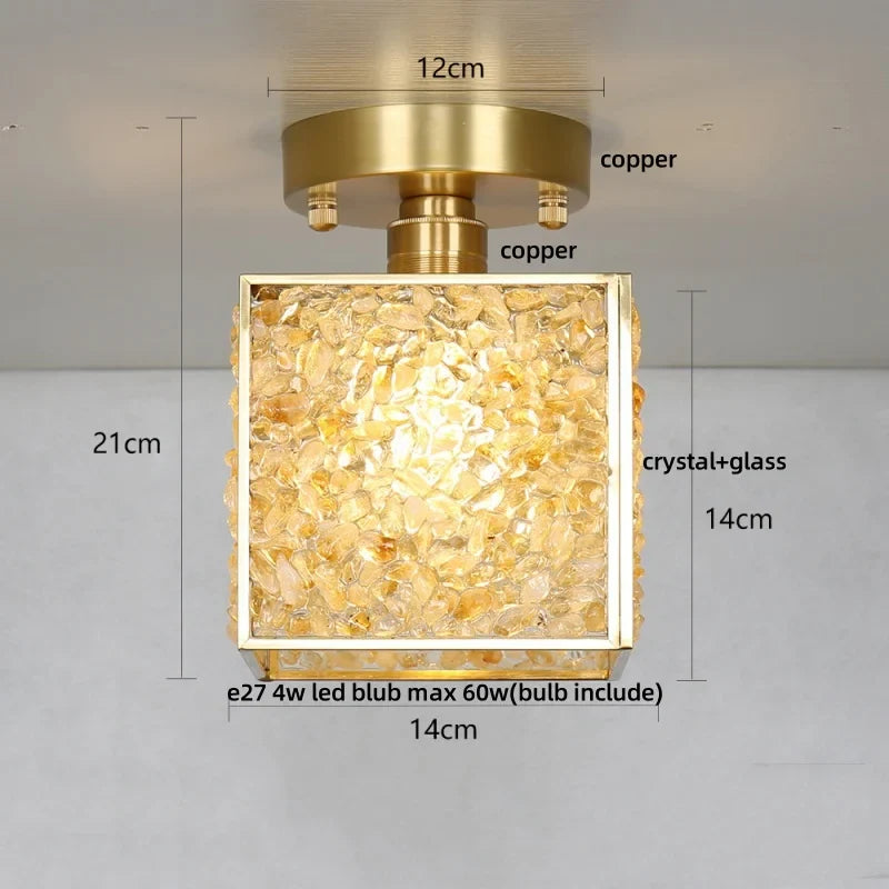 Afralia™ Copper Glass LED Ceiling Light - Luxury Crystal Modern Fixture