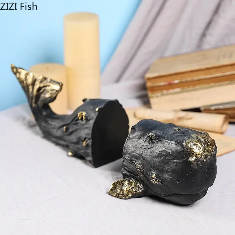 Afralia™ Whale Bookends: Gold Plated Library Decor for Desk, Shelf, Room Aesthetics