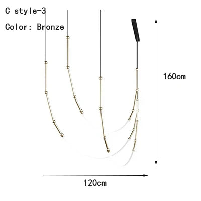 Afralia™ Linear Creative Chandelier for Living Room Lobby, Bedroom, Hotel, Restaurant Lighting