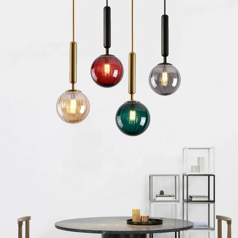 Glass Ball Pendant Light by Afralia™: Modern Kitchen Dining Room Hanging Lampshade for Stylish Lighting Décor