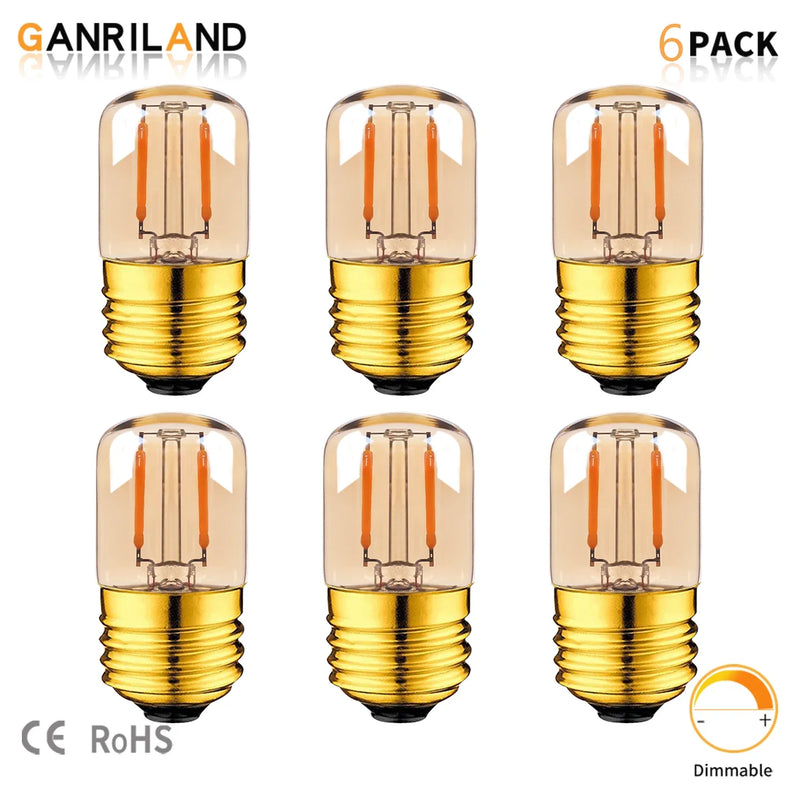 Afralia™ Gold-Tinted LED Tubular Bulb, 1W, Warm White, Dimmable, Vintage Style