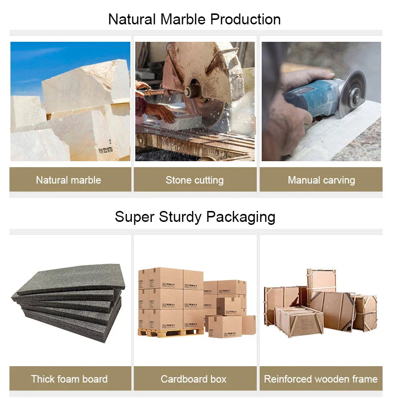 Afralia™ Beige Brown Travertine Marble Tray with Metal Frame