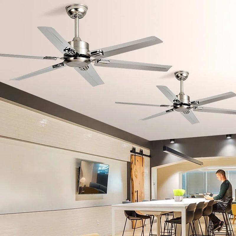 Afralia™ Large 6-Blade Stainless Steel Ceiling Fan for Living Room, Bedroom, Office