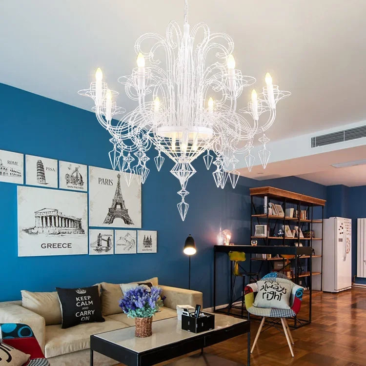 Afralia™ Baroque Black Candle Chandelier Pendant Lamp for Bedroom, Living Room & Restaurant