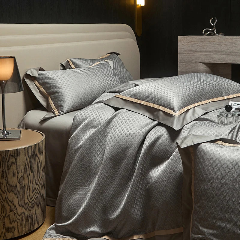 Afralia™ Luxury Yarn-dyed Jacquard Bedding Set: Duvet, Sheet, Pillowcases