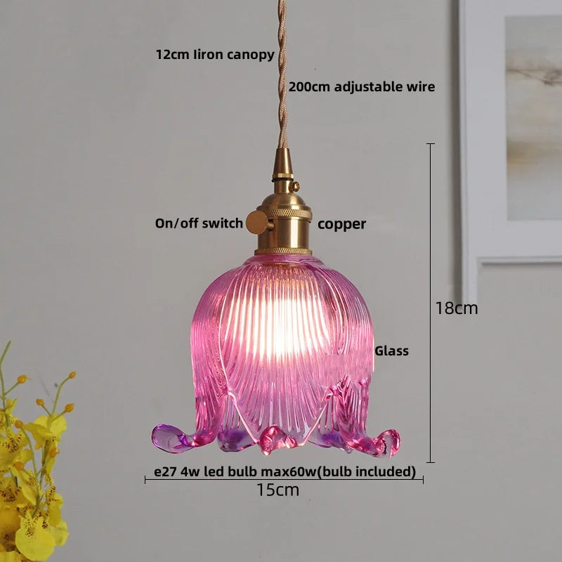 Afralia™ Flower Glass LED Pendant: Japan Style Hanging Light Fixtures