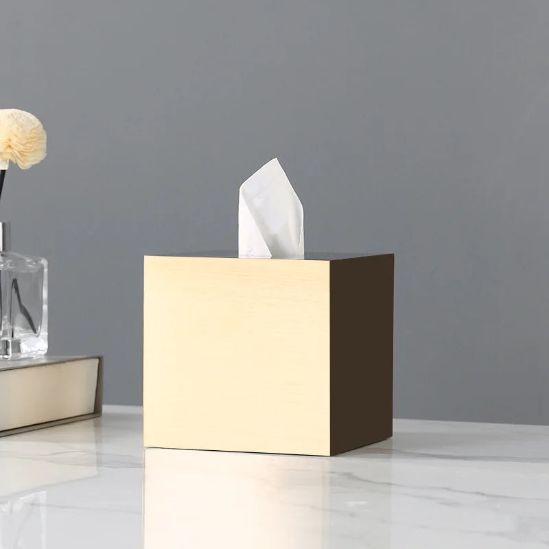 Afralia™ Marble and Stainless Steel Tissue Box Holder